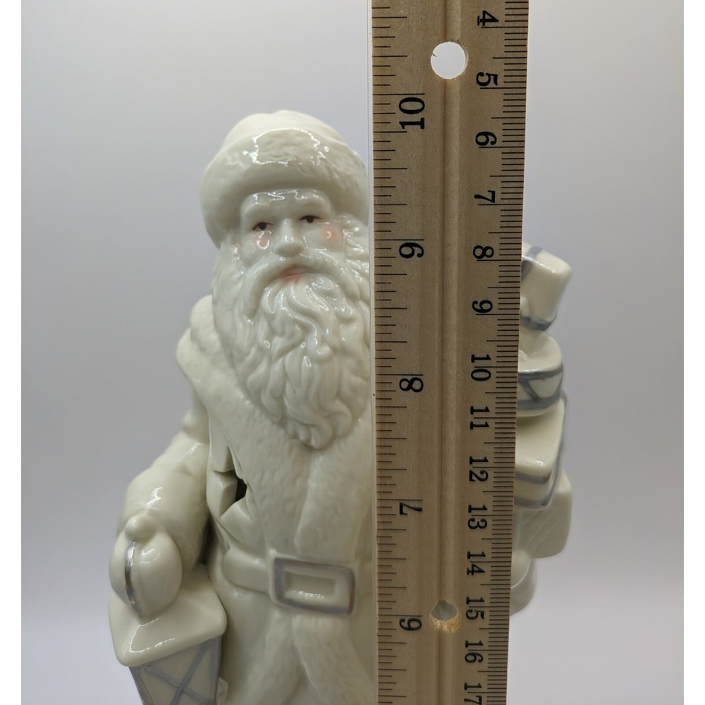 Santa Figurine Holding Lantern Presents Cutout Stars‎ Snowflakes 10" - Picture 14 of 16